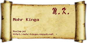 Mohr Kinga névjegykártya